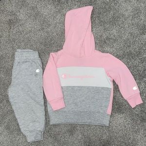 2t pink and grey champion sweat outfit